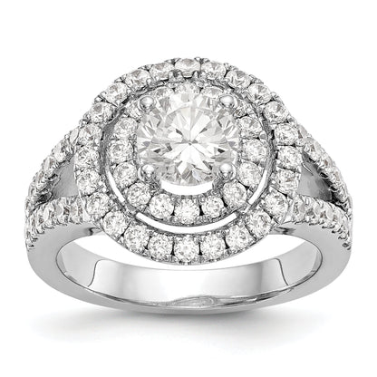 14KW Round Simulated Diamond Double Halo Engagement Ring