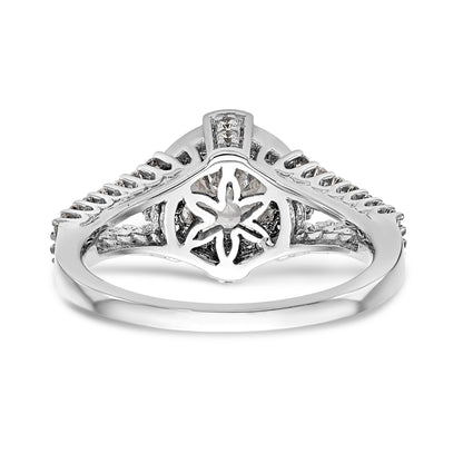 14K White Gold Round Simulated Diamond Halo Engagement Ring