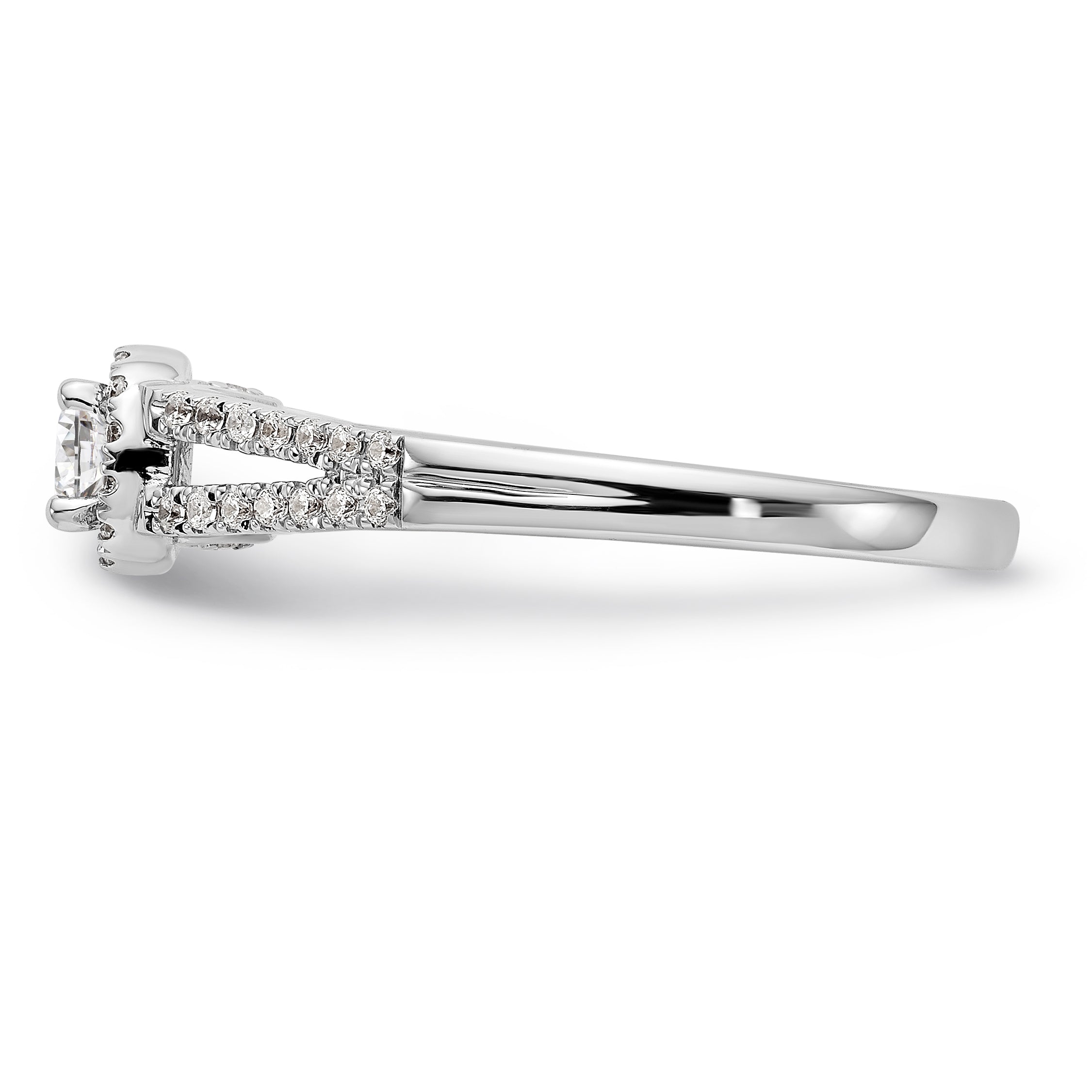 14K White Gold Round Simulated Diamond Halo Engagement Ring