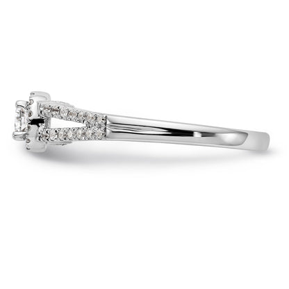 14K White Gold Round Simulated Diamond Halo Engagement Ring