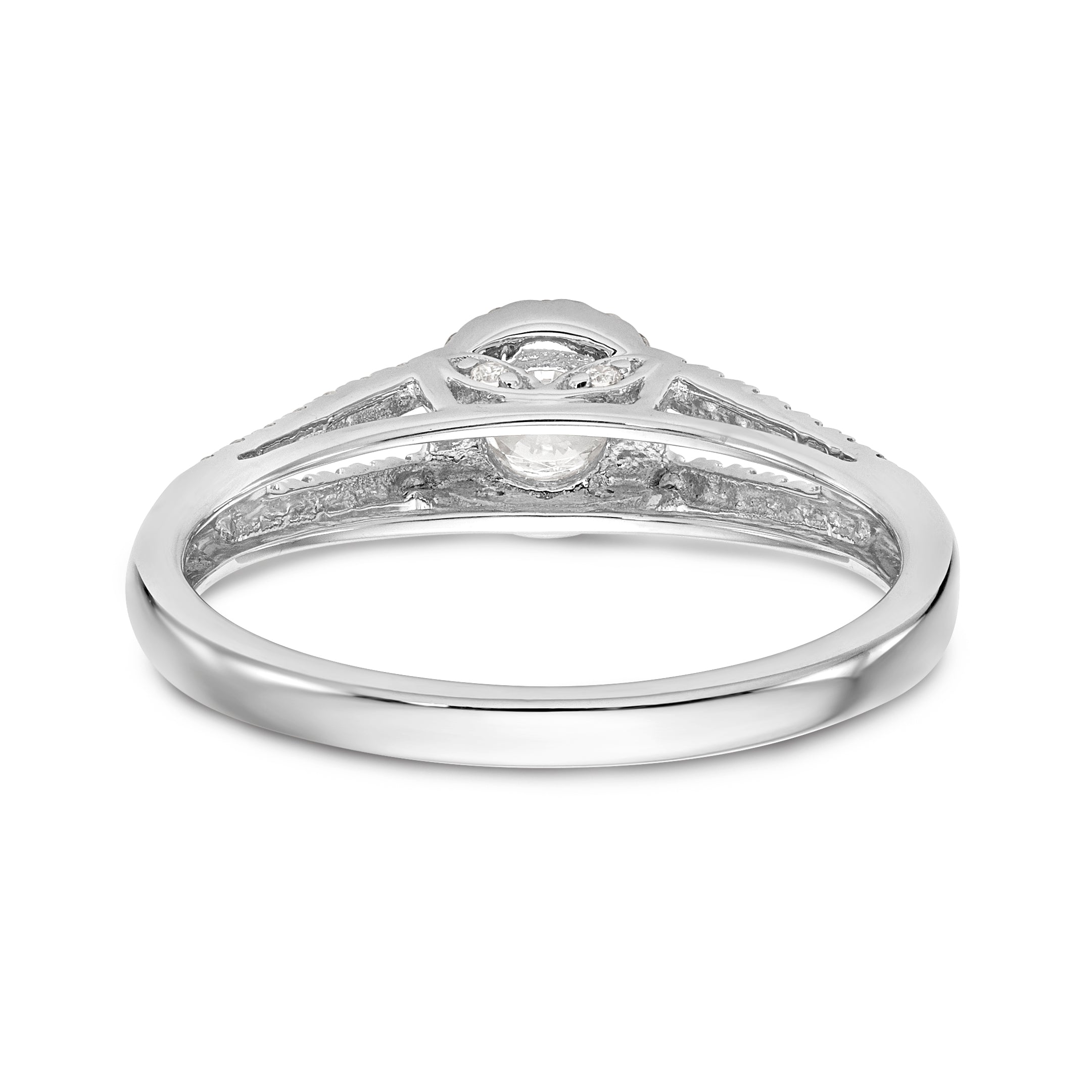 14K White Gold Round Simulated Diamond Halo Engagement Ring