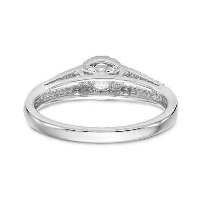 14K White Gold Round Simulated Diamond Halo Engagement Ring