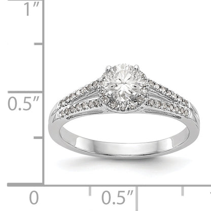 14K White Gold Round Simulated Diamond Halo Engagement Ring