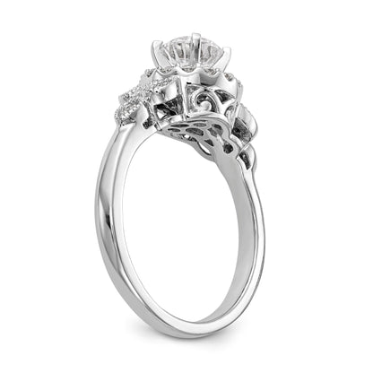 14K White Gold Round Simulated Diamond Halo Engagement Ring