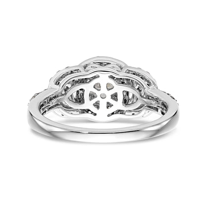 14K White Gold Round Simulated Diamond Halo Engagement Ring