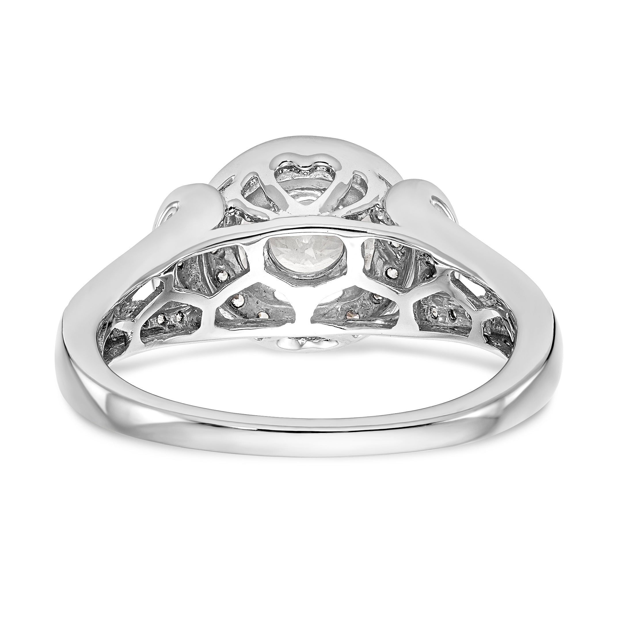 14K White Gold Round Simulated Diamond Halo Engagement Ring