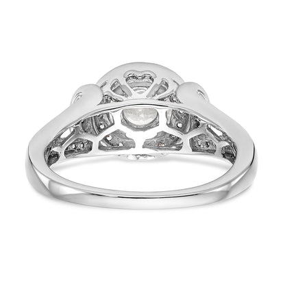 14K White Gold Round Simulated Diamond Halo Engagement Ring