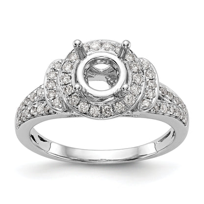 14K White Gold Round Simulated Diamond Halo Engagement Ring