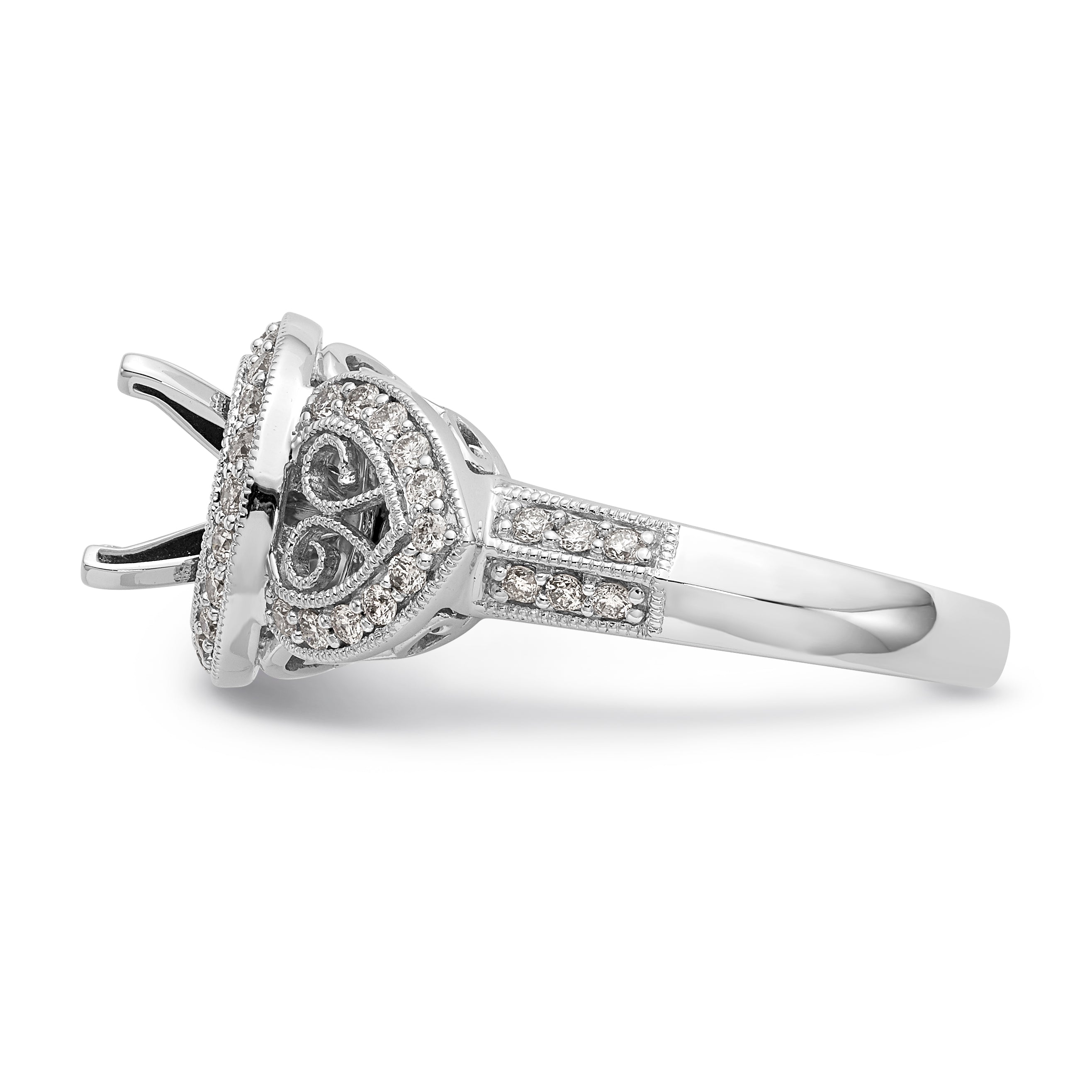 14KW Peg Set Simulated Diamond Round Halo Engagement Ring