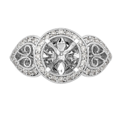 14KW Peg Set Simulated Diamond Round Halo Engagement Ring