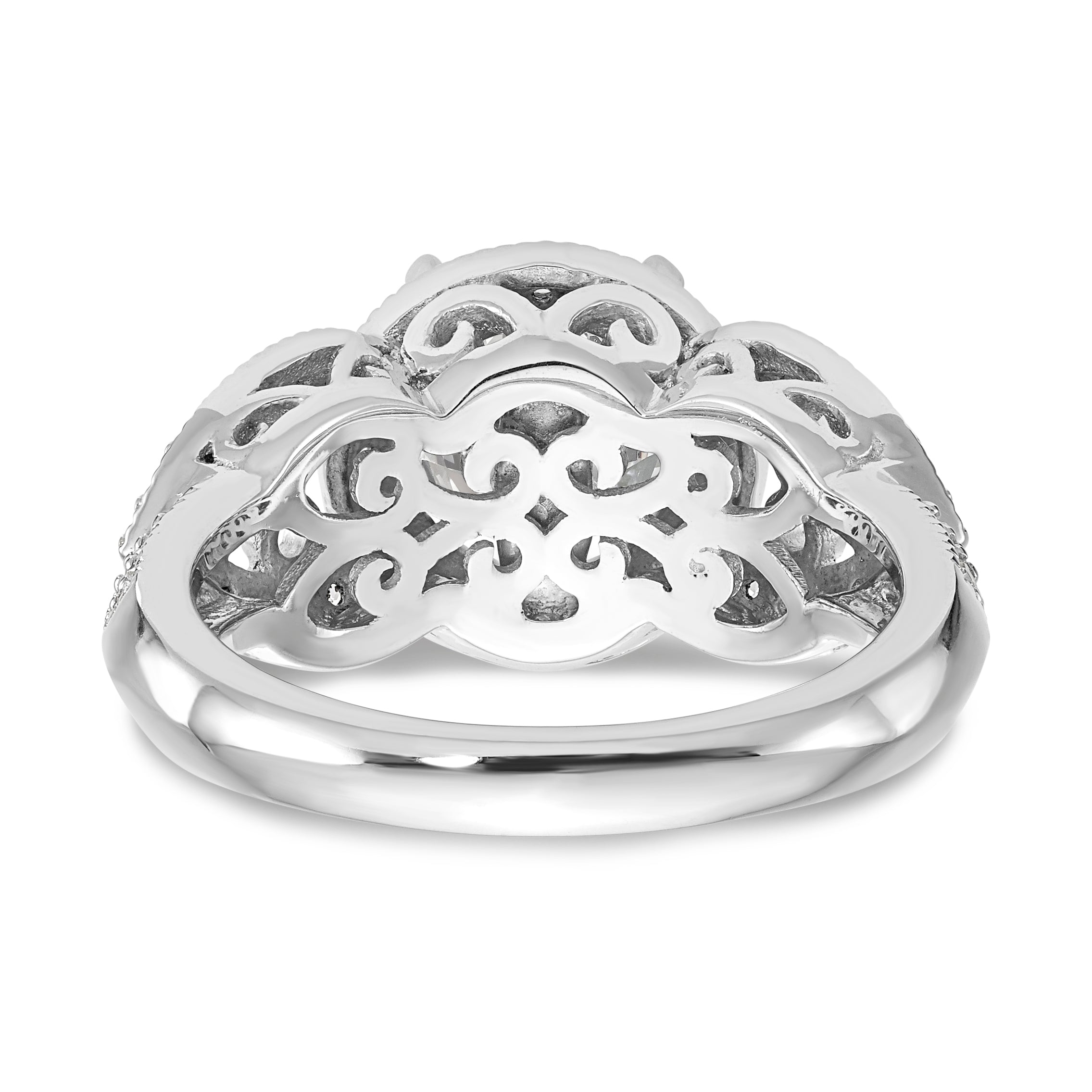 14KW Peg Set Simulated Diamond Round Halo Engagement Ring