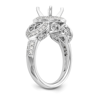 14KW Peg Set Simulated Diamond Round Halo Engagement Ring