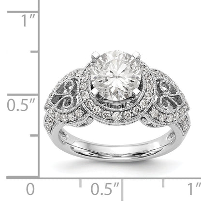 14KW Peg Set Simulated Diamond Round Halo Engagement Ring