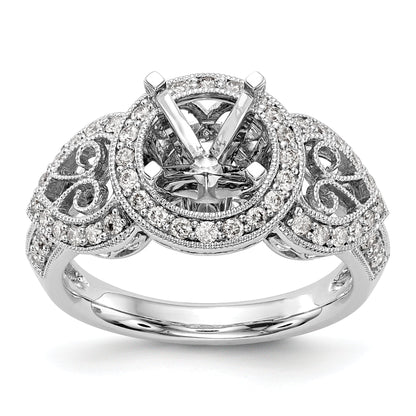 14KW Peg Set Simulated Diamond Round Halo Engagement Ring