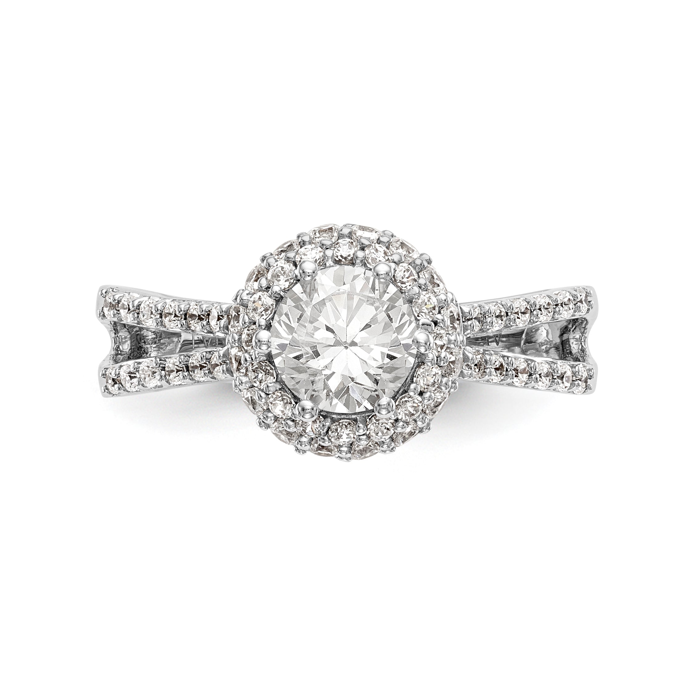 14KW Round Simulated Diamond Round Halo Engagement Ring
