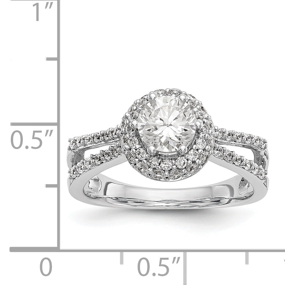 14KW Round Simulated Diamond Round Halo Engagement Ring