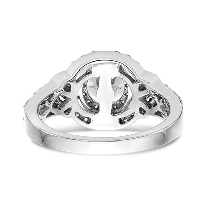 14KW Peg Set Simulated Diamond Round Halo Engagement Ring
