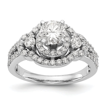 14KW Peg Set Simulated Diamond Round Halo Engagement Ring