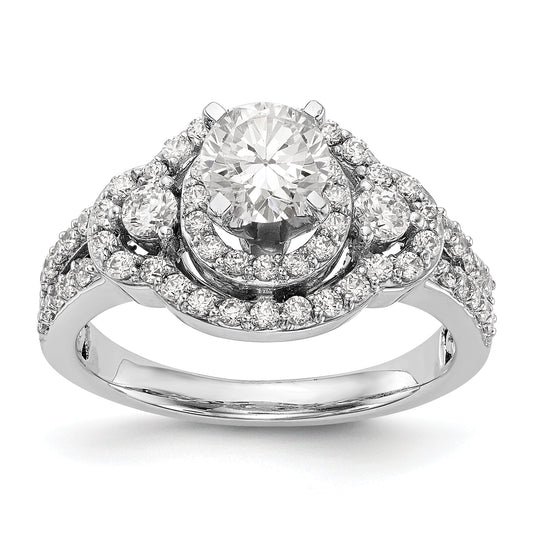 14KW Peg Set Simulated Diamond Round Halo Engagement Ring