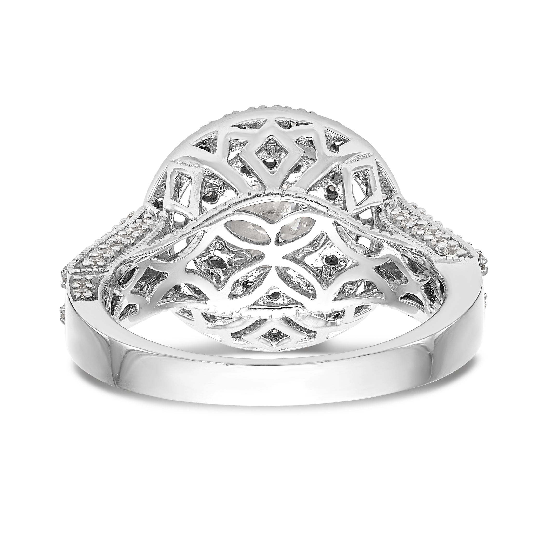 14K White Gold Round Simulated Diamond Halo Engagement Ring