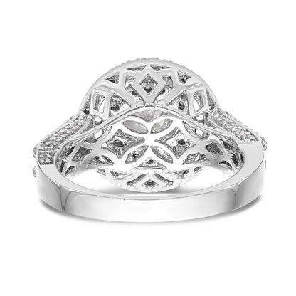 14K White Gold Round Simulated Diamond Halo Engagement Ring