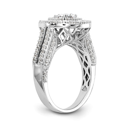 14K White Gold Round Simulated Diamond Halo Engagement Ring