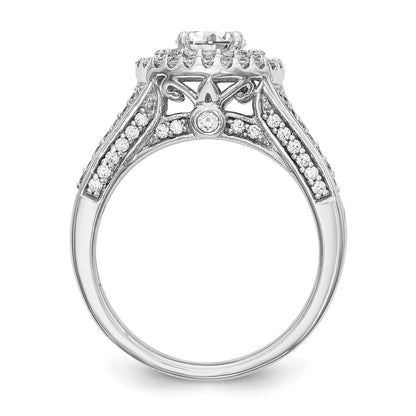 14K White Gold Round Simulated Diamond Halo Engagement Ring