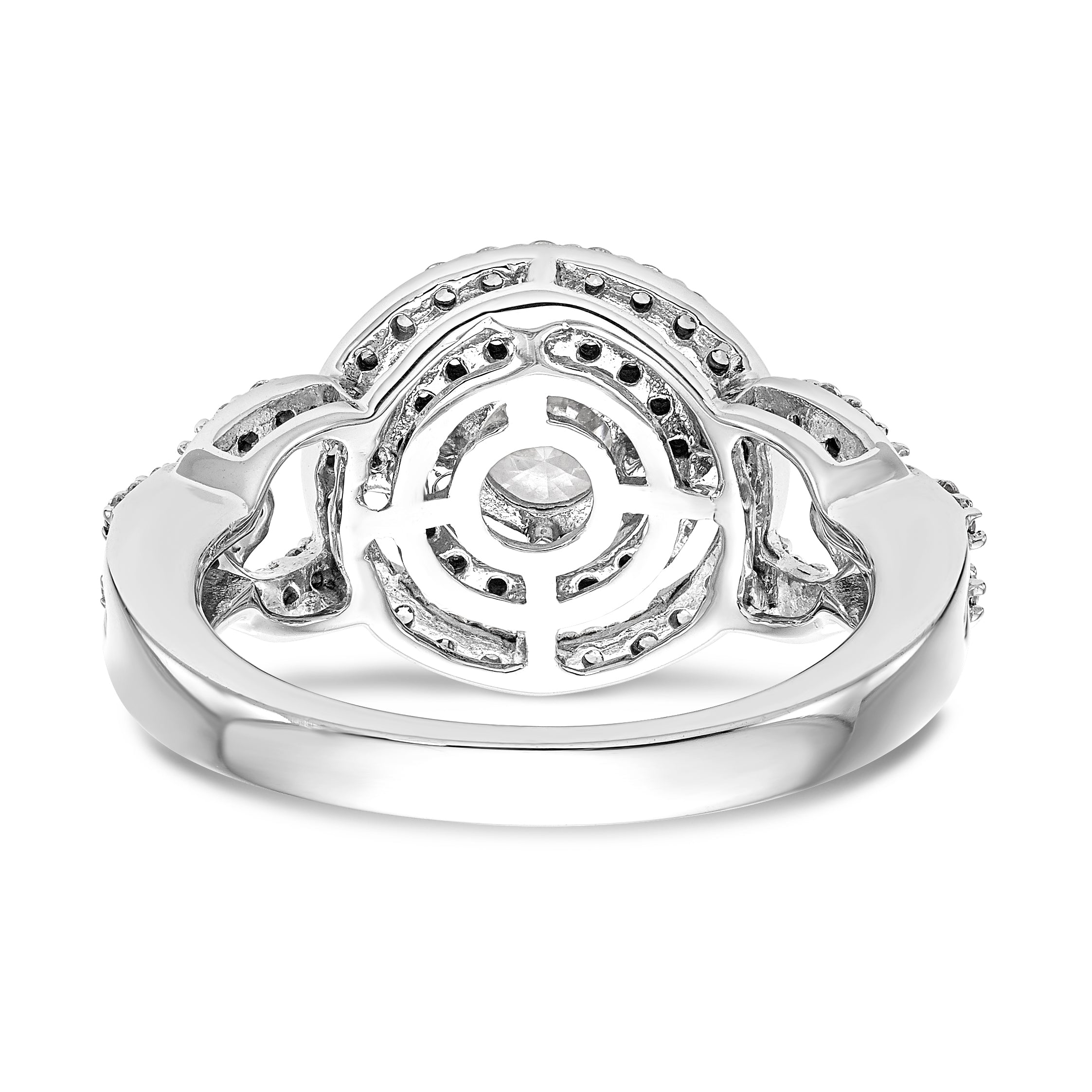 14K White Gold Round Simulated Diamond Halo Engagement Ring