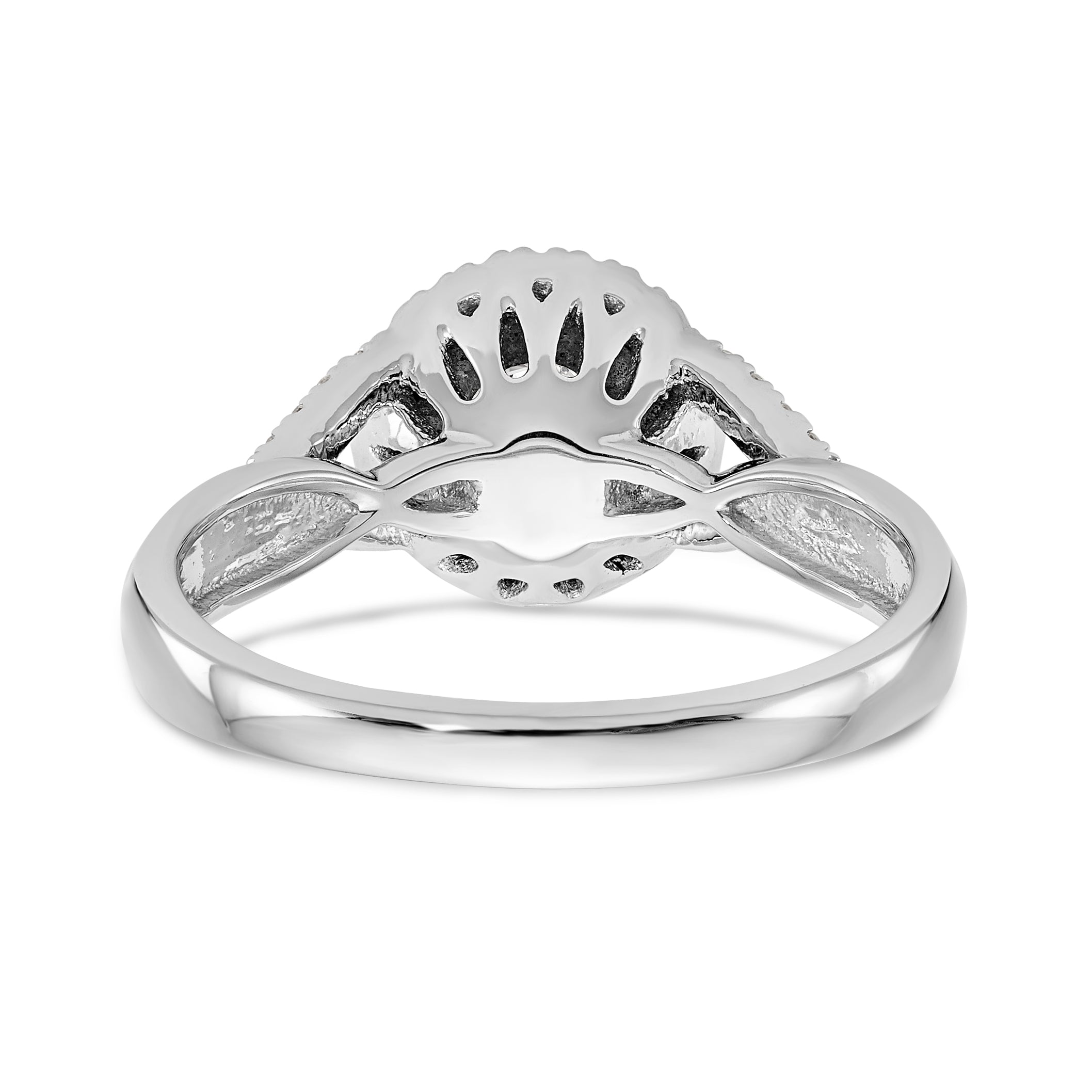 14K White Gold Round Simulated Diamond Halo Engagement Ring