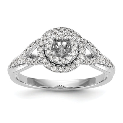 14K White Gold Round Simulated Diamond Halo Engagement Ring