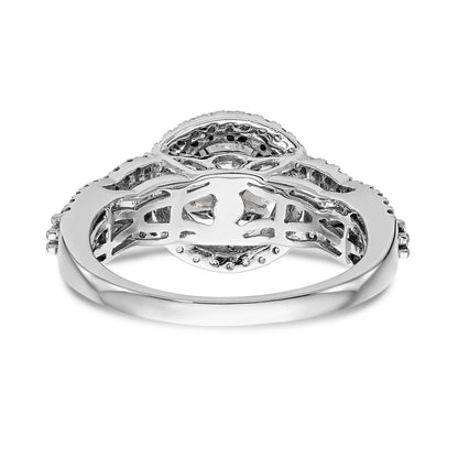 14K White Gold Peg Set Simulated Diamond Halo Engagement Ring