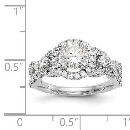 14K White Gold Round Simulated Diamond Halo Engagement Ring