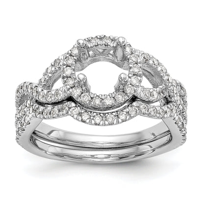 14K White Gold Round Simulated Diamond Halo Engagement Ring