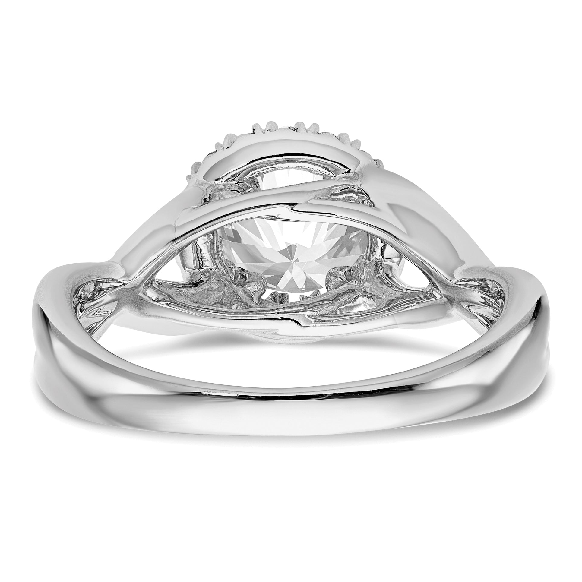 14K White Gold Round Simulated Diamond Halo Engagement Ring