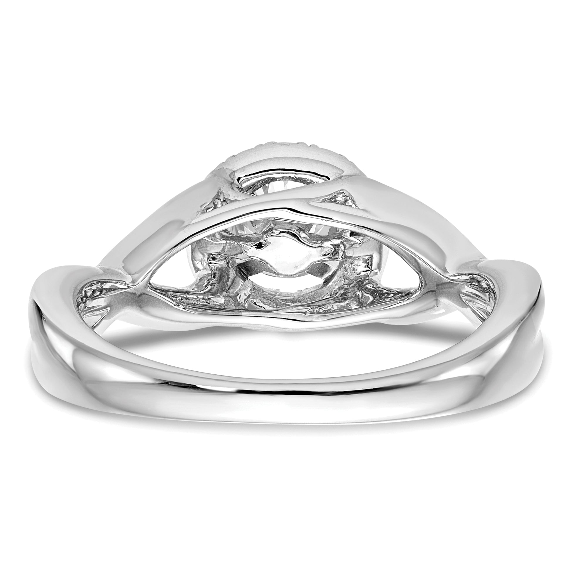 14K White Gold Round Simulated Diamond Halo Engagement Ring