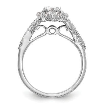 14K White Gold Round Simulated Diamond Halo Engagement Ring