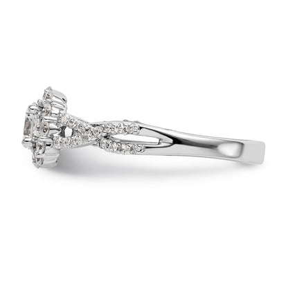 14K White Gold Round Simulated Diamond Halo Engagement Ring
