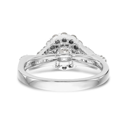 14K White Gold Round Simulated Diamond Halo Engagement Ring