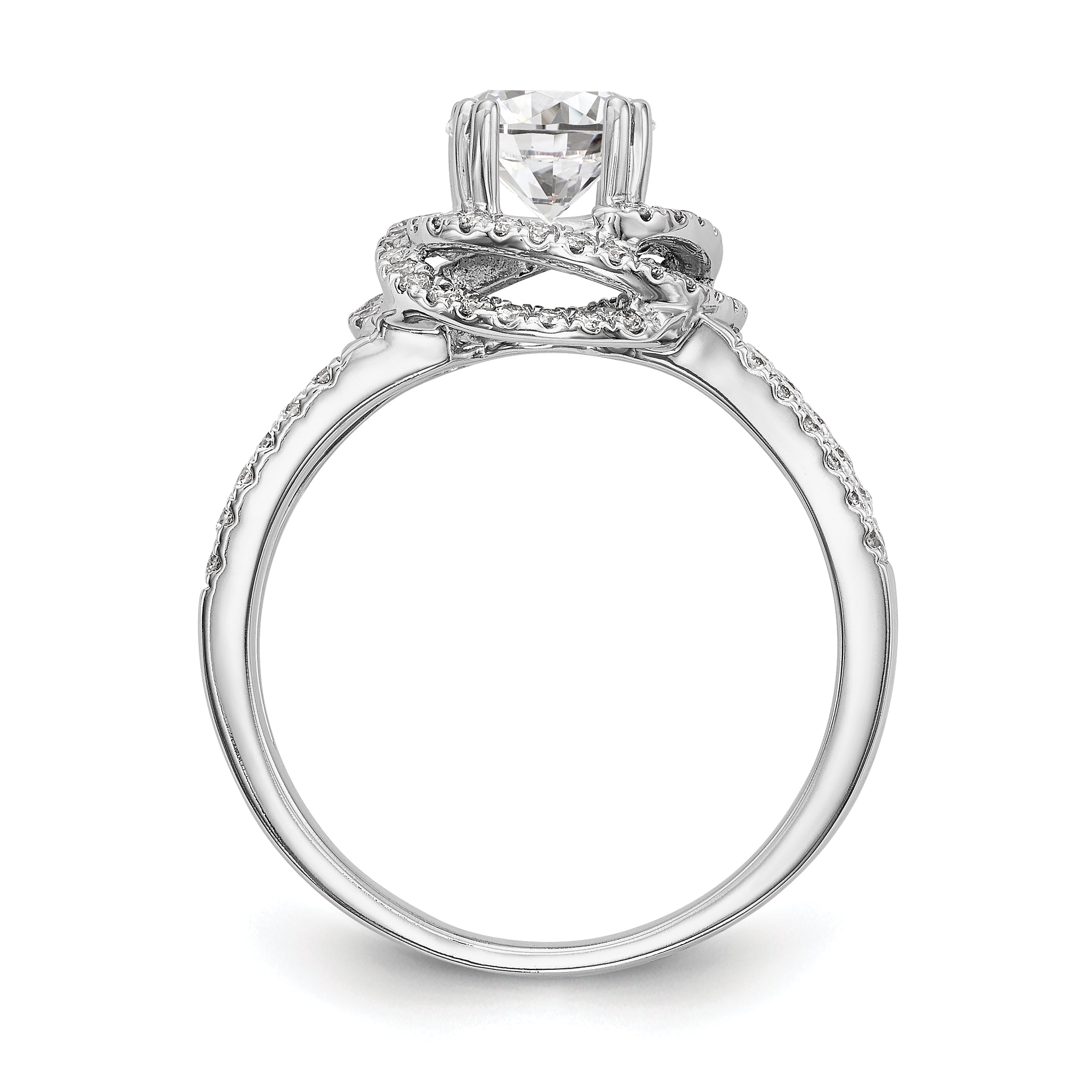 14K White Gold Round Simulated Diamond Halo Engagement Ring