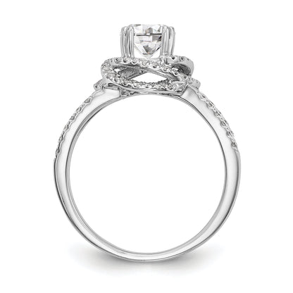 14K White Gold Round Simulated Diamond Halo Engagement Ring