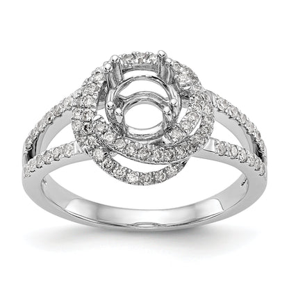 14K White Gold Round Simulated Diamond Halo Engagement Ring