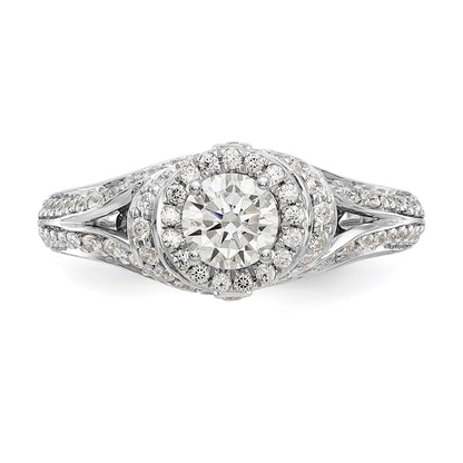14K White Gold Round Simulated Diamond Halo Engagement Ring