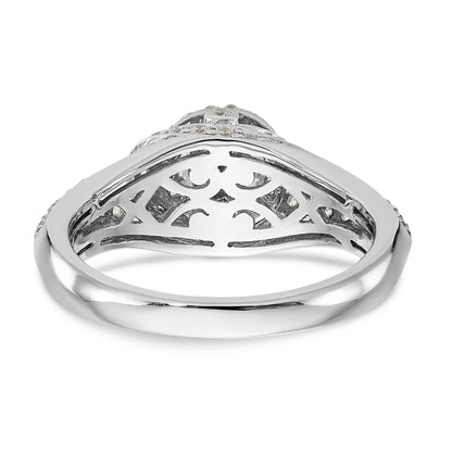 14K White Gold Round Simulated Diamond Halo Engagement Ring