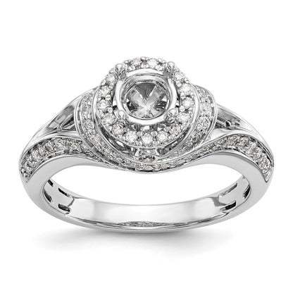 14K White Gold Round Simulated Diamond Halo Engagement Ring