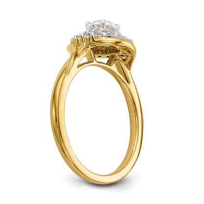 14K Yellow Gold Round Simulated Diamond Halo Engagement Ring