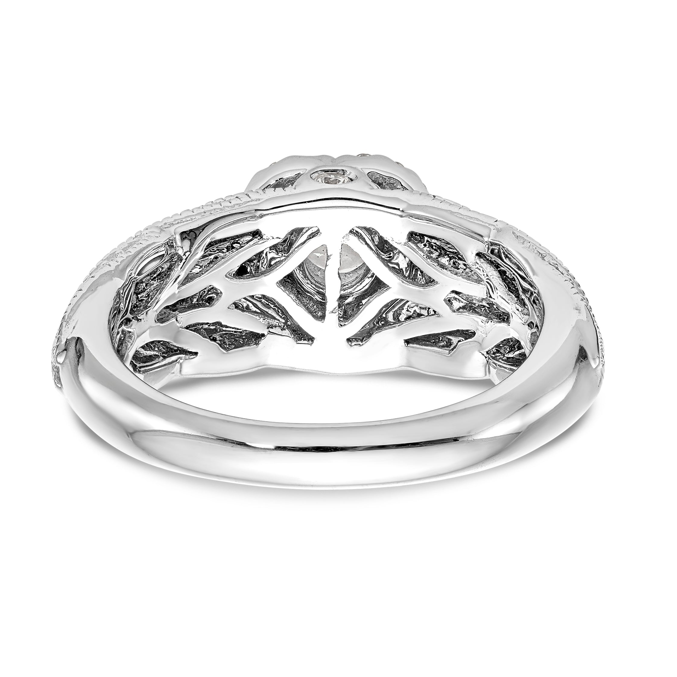 14K White Gold Round Simulated Diamond Halo Engagement Ring