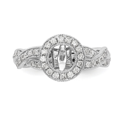 14K White Gold Peg Set Simulated Diamond Halo Engagement Ring