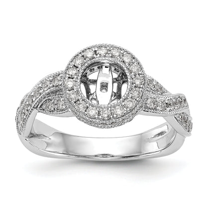 14K White Gold Peg Set Simulated Diamond Halo Engagement Ring