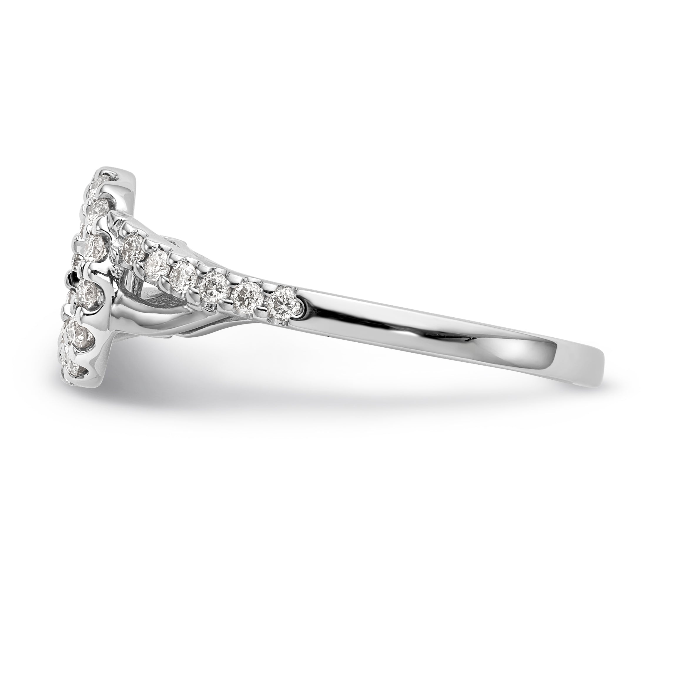 14K White Gold Peg Set Simulated Diamond Halo Engagement Ring