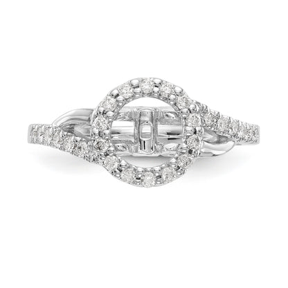14K White Gold Peg Set Simulated Diamond Halo Engagement Ring